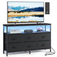 SONGMICS Wide Bedroom Dresser with 6 Drawers & Open Shelf – Ink Black – 11.8"D x 44.8"W x 26.8"H
