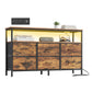 SONGMICS Wide Bedroom Dresser with 6 Drawers & Open Shelf – Rustic Brown, Ink Black