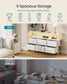 SONGMICS Wide Bedroom Dresser with 6 Drawers & Open Shelf – Cloud White – 11.8"D x 44.8"W x 26.8"H
