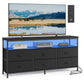 SONGMICS Wide Bedroom Dresser with 6 Drawers & Open Shelf – Ink Black – 13.8"D x 57.8"W x 26.8"H