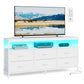 SONGMICS Wide Bedroom Dresser with 6 Drawers & Open Shelf – Cloud White – 13.8"D x 57.8"W x 26.8"H