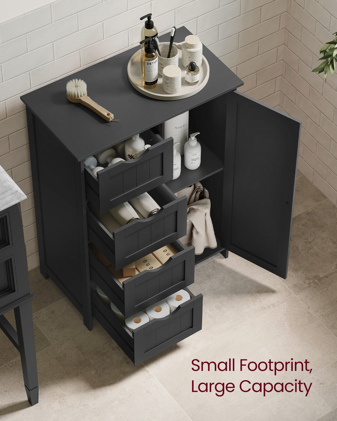 VASAGLE Storage Cabinet with Drawers and Door – Ink Black