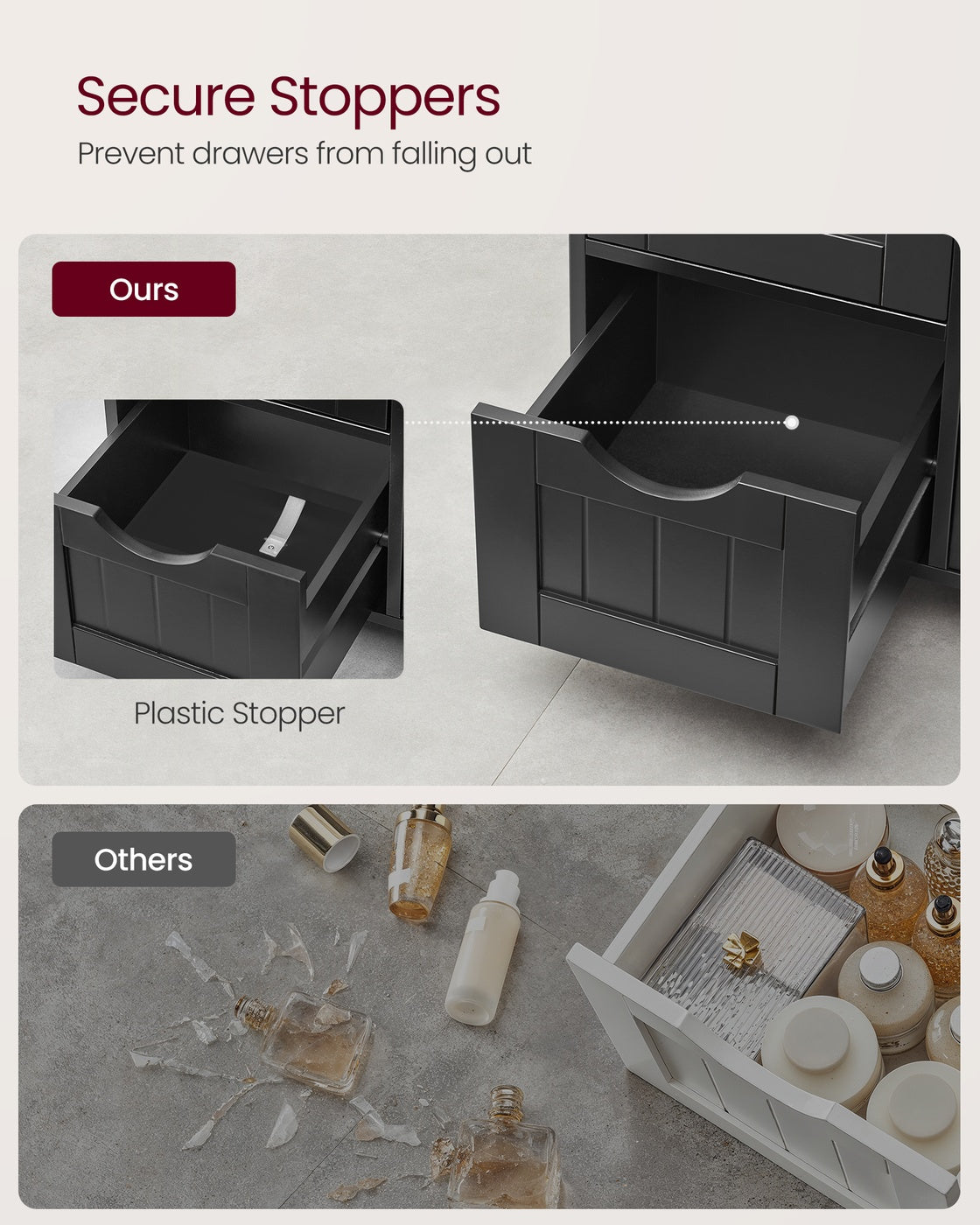 VASAGLE Storage Cabinet with Drawers and Door – Ink Black
