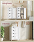 VASAGLE Storage Cabinet with Drawers and Door – Cloud White – 11.8"D x 21.7"W x 32.3"H