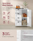 VASAGLE Storage Cabinet with Drawers and Door – Cloud White – 13.8"D x 25.6"W x 35.4"H