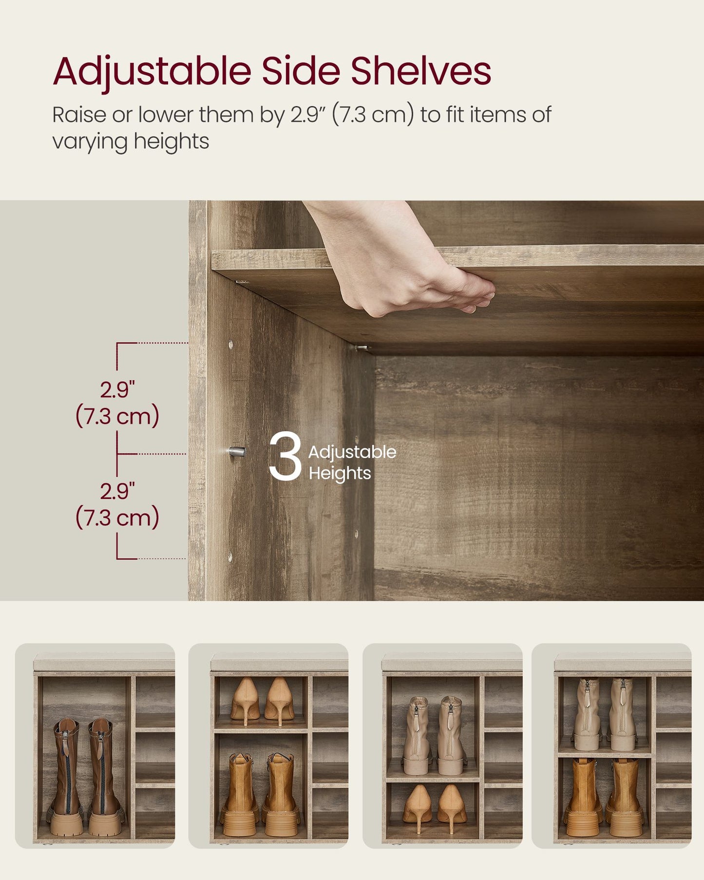 VASAGLE Shoe Bench, Storage Bench with Padded Seat