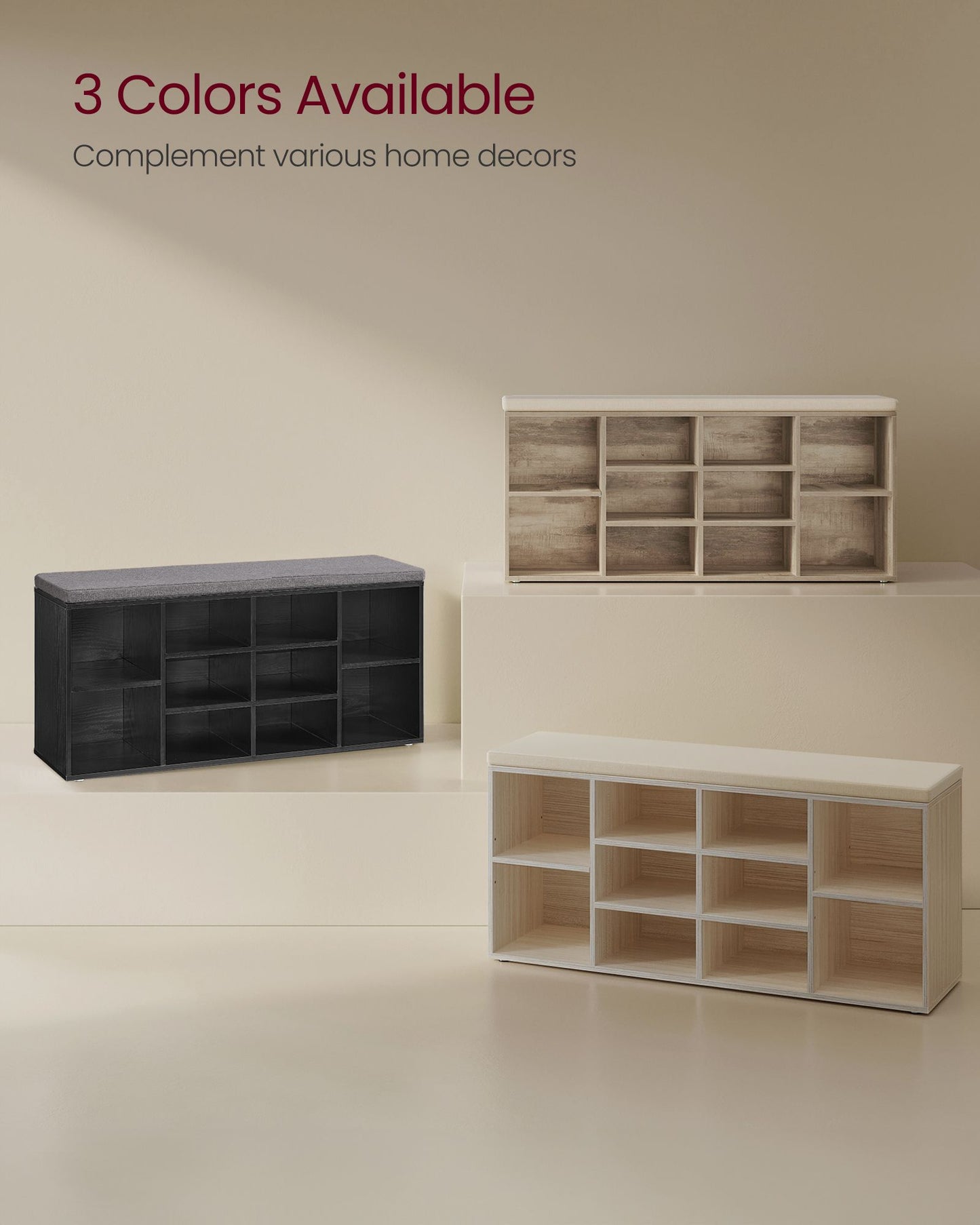 VASAGLE Shoe Bench, Storage Bench with Padded Seat
