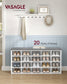 VASAGLE Shoe Bench with Cushion, 20 Compartments – Cloud White, Dove Gray