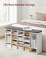 VASAGLE Shoe Bench with Cushion, 20 Compartments – Cloud White, Dove Gray