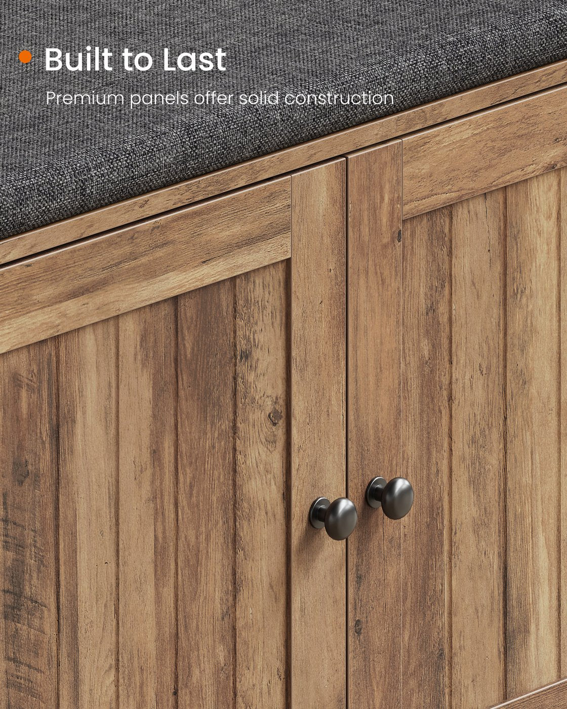 SONGMICS HOME Storage Bench, 14 X 40.2 X 17.3 Inches, Brown and Gray – Honey Brown, Slate Gray