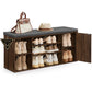 SONGMICS HOME Storage Bench, Superfast Toolless Assembly – Natural Walnut, Slate Gray