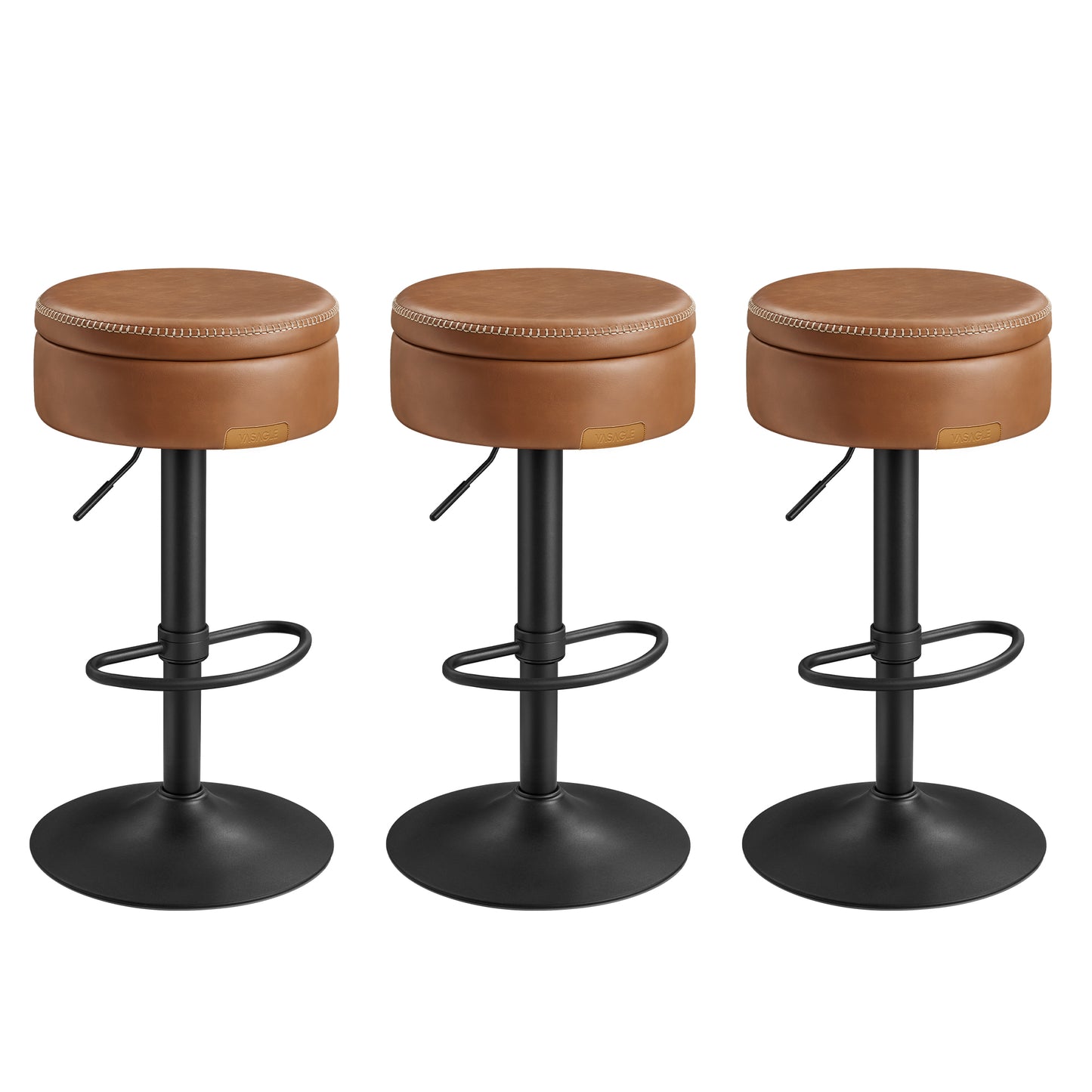 VASAGLE Ekho 360° Swivel Bar Stools Set of 3 – Caramel Brown