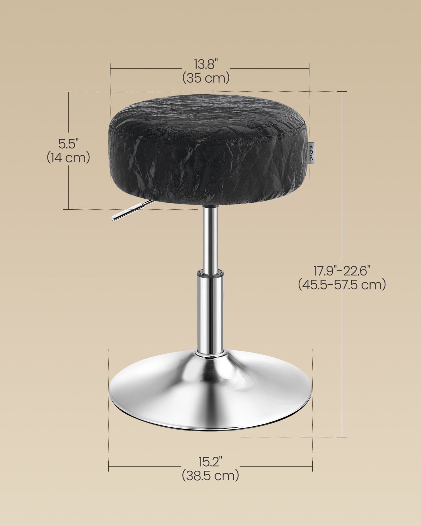 VASAGLE Vanity Stools Set of 2, Makeup Vanity Chairs, Modern, Ink Black