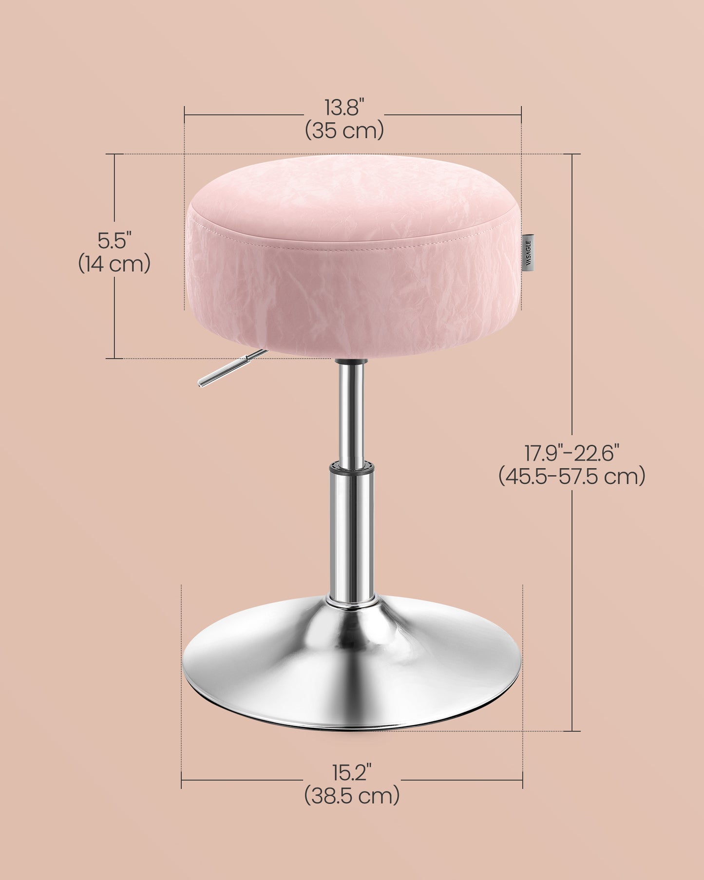 VASAGLE Vanity Stools Set of 2, Makeup Vanity Chairs, Modern, Jelly Pink