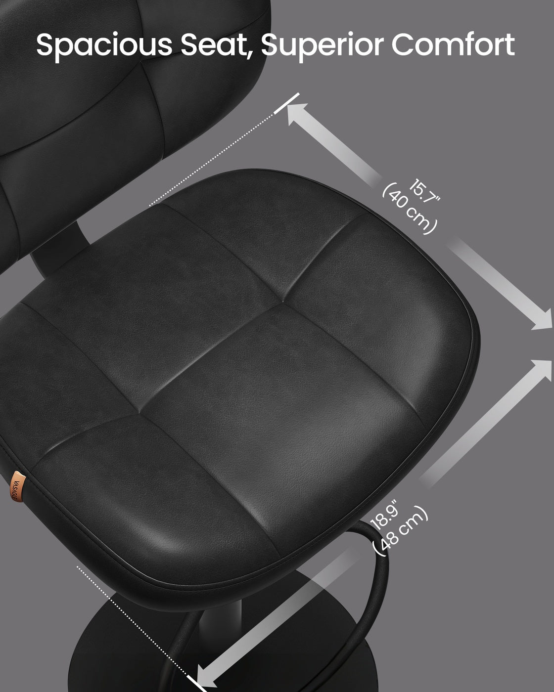 VASAGLE PU Leather Swivel Bar Stools with Back and Footrest – Ink Black