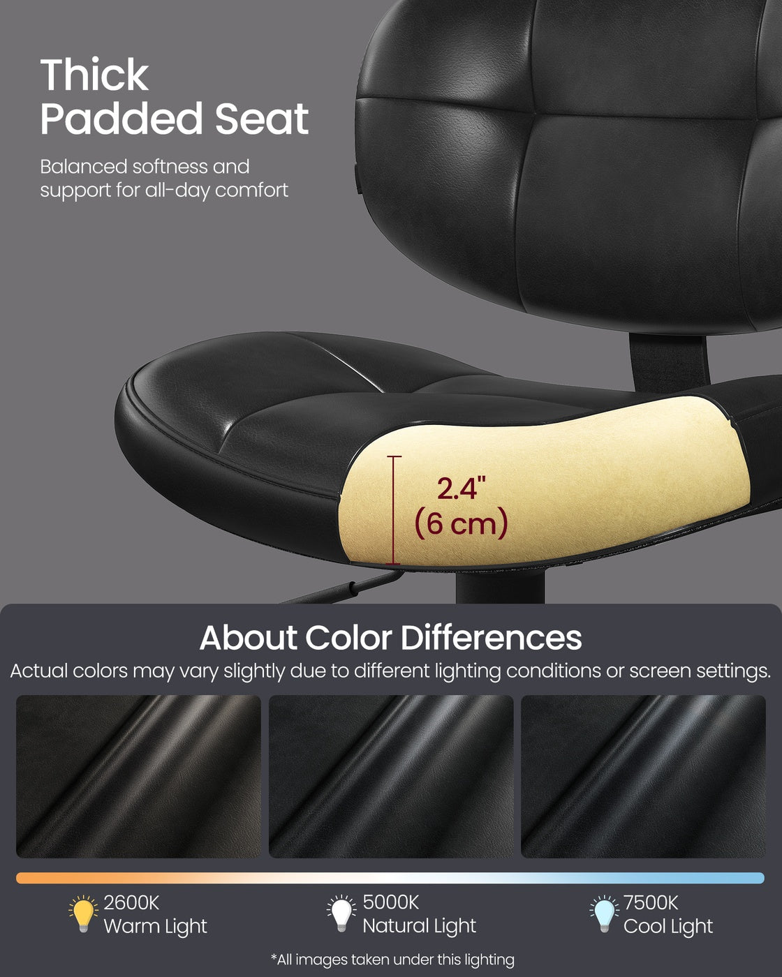 VASAGLE PU Leather Swivel Bar Stools with Back and Footrest – Ink Black