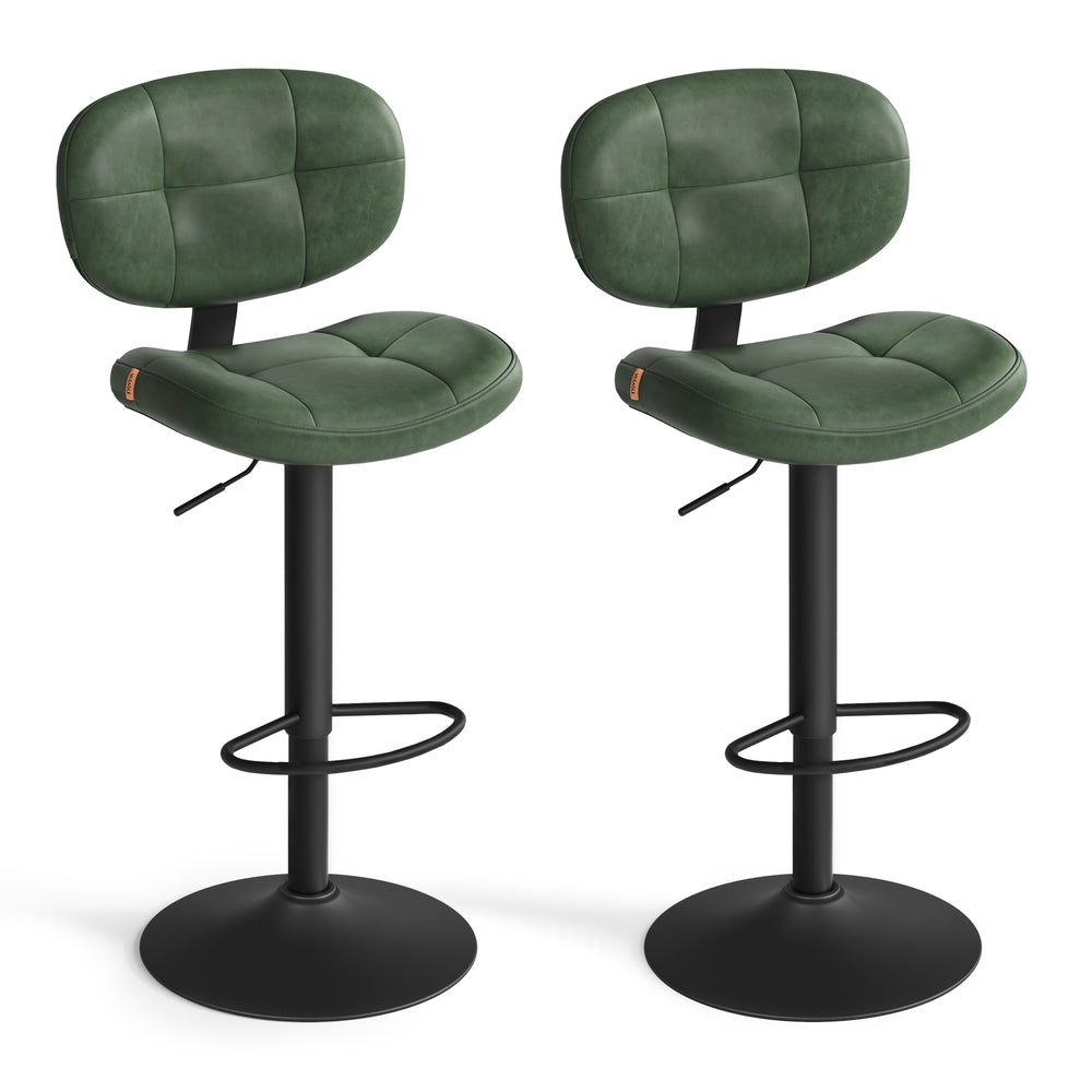 VASAGLE Bar Stools, Height Adjustable Kitchen Barstools, Set of 2, Forest Green