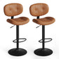 VASAGLE PU Leather Swivel Bar Stools with Back and Footrest – Caramel Brown