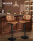 VASAGLE PU Leather Swivel Bar Stools with Back and Footrest – Caramel Brown