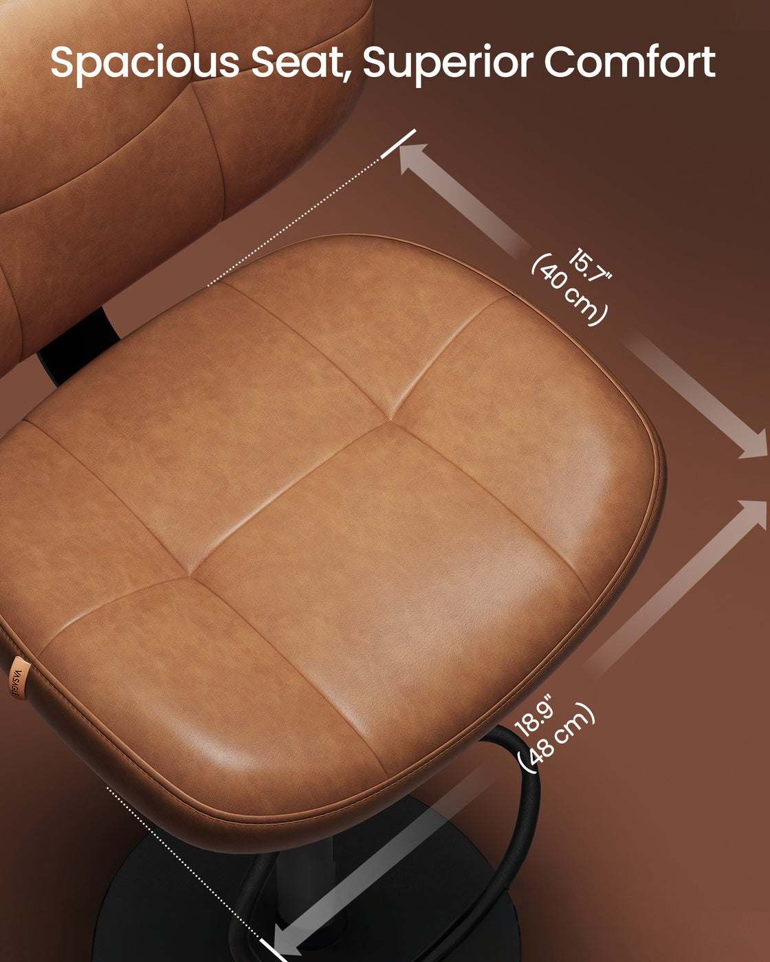 VASAGLE PU Leather Swivel Bar Stools with Back and Footrest – Caramel Brown
