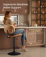 VASAGLE PU Leather Swivel Bar Stools with Back and Footrest – Caramel Brown