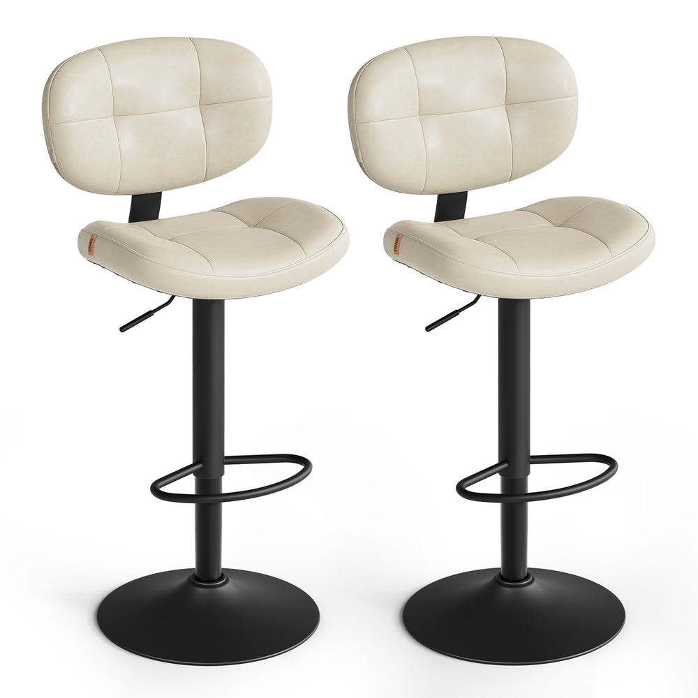 VASAGLE PU Leather Swivel Bar Stools with Back and Footrest – Cream White
