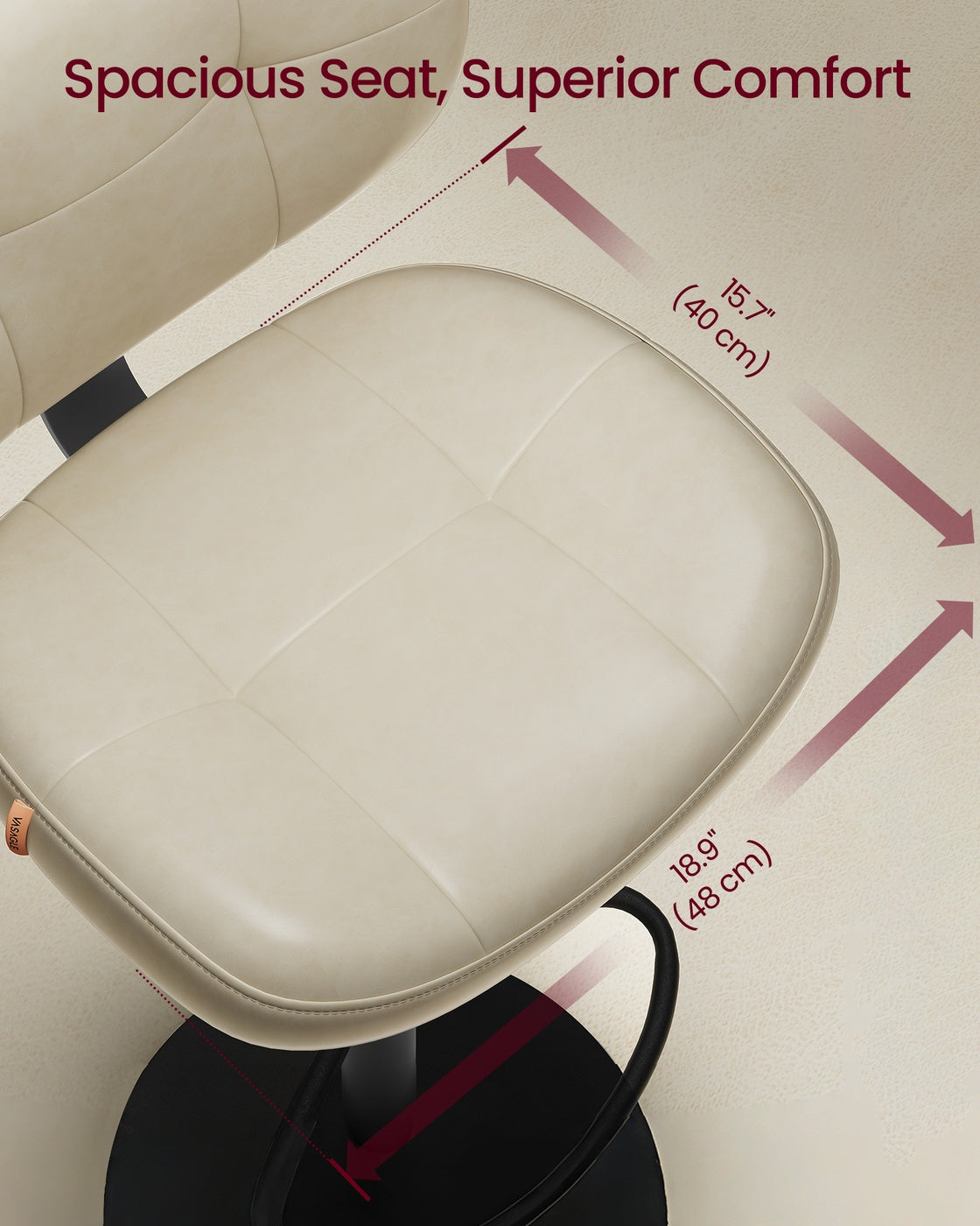 VASAGLE PU Leather Swivel Bar Stools with Back and Footrest – Cream White