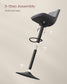 VASAGLE Bar Stools Set of 2, Adjustable Height Swivel Barstools, Slate Gray