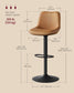 VASAGLE Bar Stools Set of 4, Adjustable Height Swivel Barstools, Caramel Brown