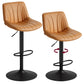 VASAGLE Bar Stools Set of 2, Adjustable Bar Chairs with Backs, 360° Swivel Metal Footrest – Caramel Brown and Ink Black