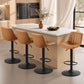VASAGLE Bar Stools Set of 4, Adjustable Bar Chairs with Backs, 360° Swivel Metal Footrest – Caramel Brown and Ink Black