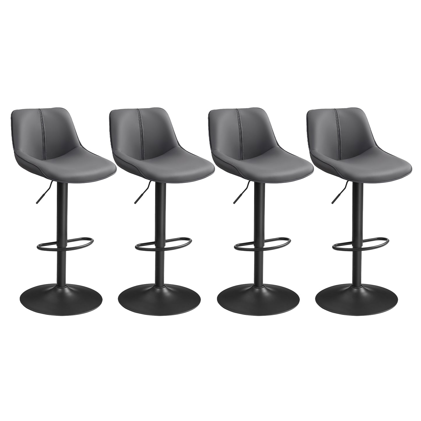 VASAGLE Bar Stools Set of 4, Adjustable Height Swivel Barstools, Slate Gray