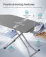 SONGMICS Ironing Board with Rest Cord Holder and Folding Rack – Grey