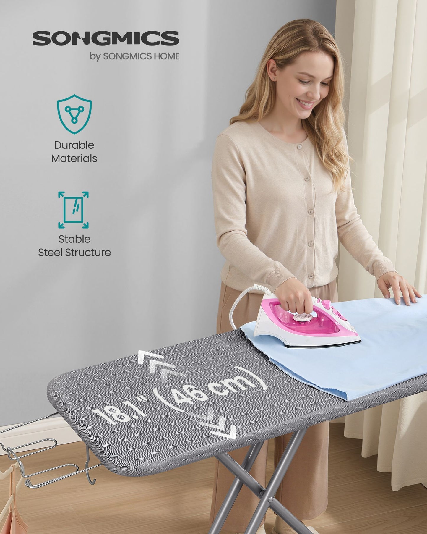 SONGMICS Ironing Board, Foldable Iron Board, Height Adjustable | ULLB100G101S