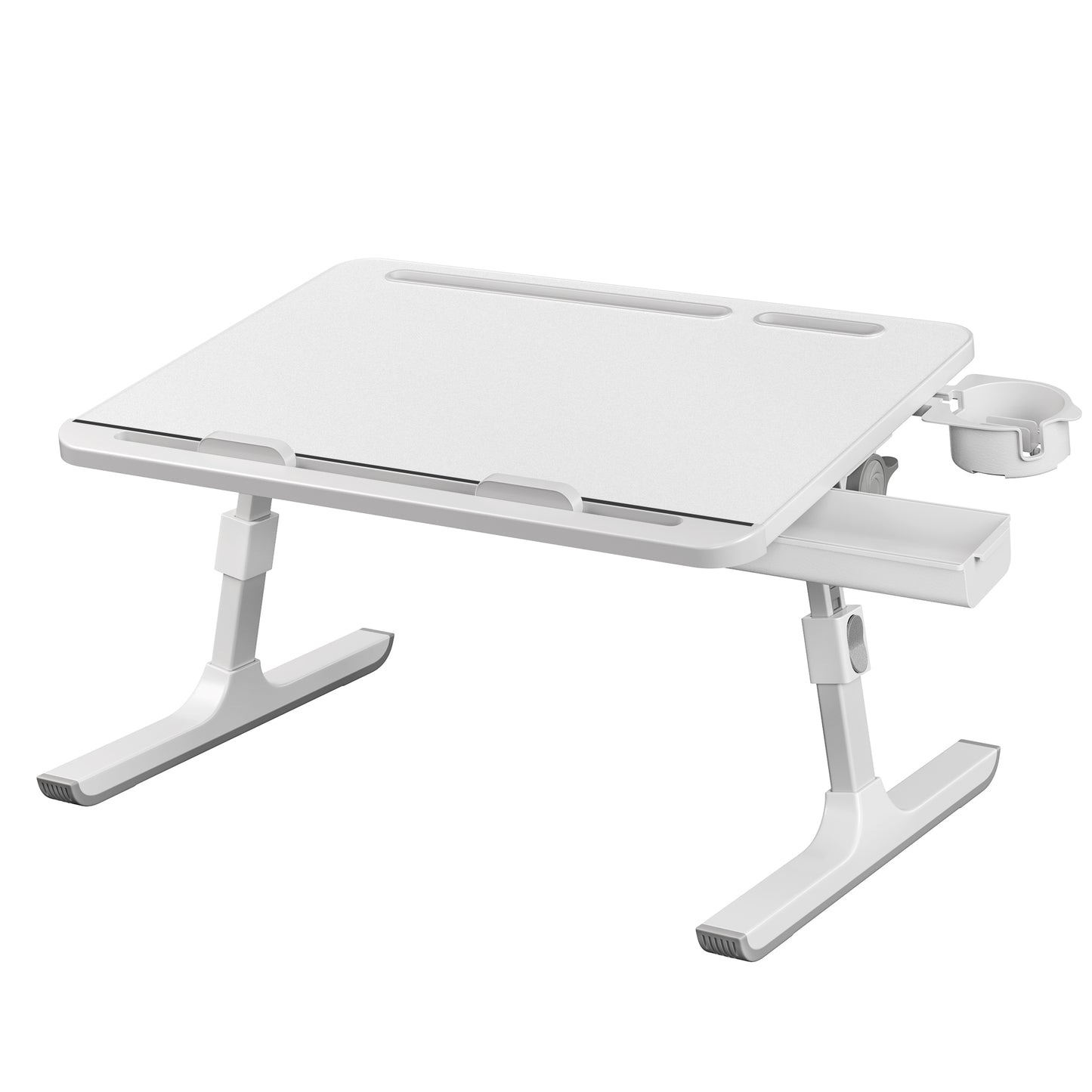 SONGMICS HOME Lap Desk, Height & Angle Adjustable Laptop Stand for Bed | Foldable Bed Tray Table – White