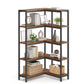 VASAGLE 5 Tier Bookshelf, Convertible Corner Shelf, 40.2 X 9.4 X 55.9 in Modern Basic with Steel – Rustic Brown, Ink Black