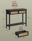 VASAGLE Boho Console Table, 2-Drawer, Ash Black