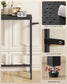 VASAGLE Narrow Sofa Table with Outlet and Hooks Charcoal Gray Ink Black – Charcoal Gray, Matte Black