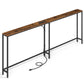 VASAGLE Narrow Sofa Table with Outlet and Hooks Rustic Brown Ink Black – Rustic Brown, Matte Black
