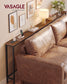 VASAGLE Narrow Sofa Table with Outlet and Hooks Rustic Brown Ink Black – Rustic Brown, Matte Black