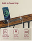 VASAGLE Narrow Sofa Table with Outlet and Hooks Rustic Brown Ink Black – Rustic Brown, Matte Black