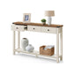 VASAGLE Console Table with Drawers and Open Shelf – Honey Brown, Rustic White