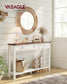 VASAGLE Console Table with Drawers and Open Shelf – Honey Brown, Rustic White