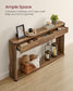VASAGLE Narrow Console Table with Drawers and Bottom Shelf – Honey Brown – 9.4"D x 47.2"W x 29.9"H