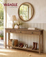 VASAGLE Narrow Farmhouse Sofa Table with Three Drawers Honey Brown – Warm Earth Brown