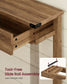 VASAGLE Narrow Farmhouse Sofa Table with Three Drawers Honey Brown – Warm Earth Brown