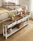VASAGLE Narrow Sofa Table Three Drawers Rustic White Honey Brown – Cloud White and Warm Earth Brown