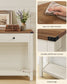 VASAGLE Narrow Sofa Table Three Drawers Rustic White Honey Brown – Cloud White and Warm Earth Brown