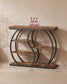 VASAGLE Five Tier Geometric Console Table with Curved Metal Frame – Rustic Brown and Matte Black