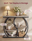 VASAGLE Five Tier Geometric Console Table with Curved Metal Frame – Heather Greige and Matte Black